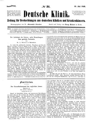 Deutsche Klinik Samstag 31. Juli 1858