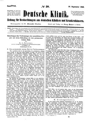 Deutsche Klinik Samstag 18. September 1858