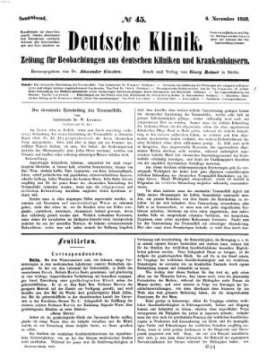 Deutsche Klinik Samstag 6. November 1858