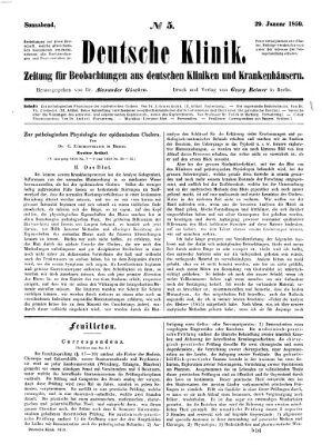 Deutsche Klinik Samstag 29. Januar 1859