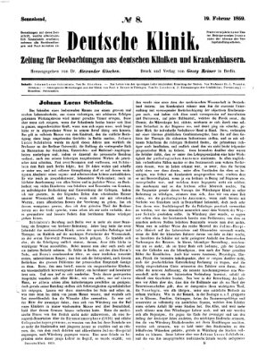 Deutsche Klinik Samstag 19. Februar 1859