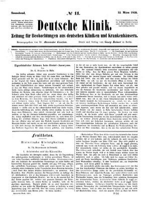 Deutsche Klinik Samstag 12. März 1859