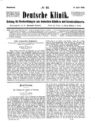 Deutsche Klinik Samstag 9. April 1859