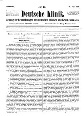 Deutsche Klinik Samstag 18. Juni 1859