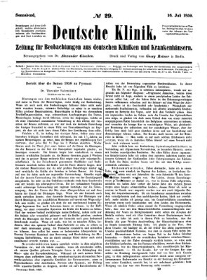 Deutsche Klinik Samstag 16. Juli 1859