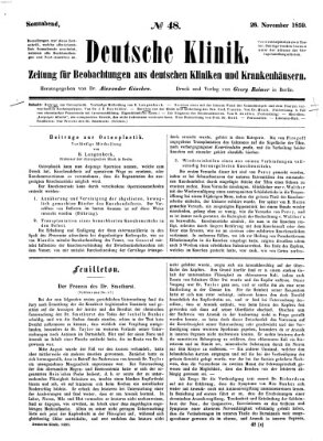 Deutsche Klinik Samstag 26. November 1859