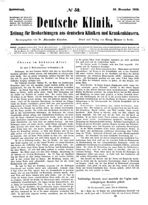 Deutsche Klinik Samstag 24. Dezember 1859