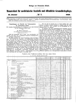 Deutsche Klinik Samstag 15. Januar 1859