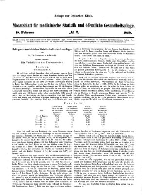 Deutsche Klinik Samstag 19. Februar 1859