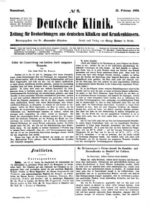 Deutsche Klinik Samstag 25. Februar 1860