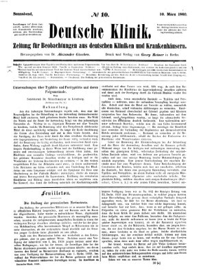 Deutsche Klinik Samstag 10. März 1860