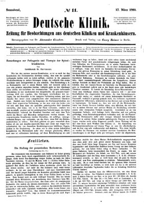 Deutsche Klinik Samstag 17. März 1860