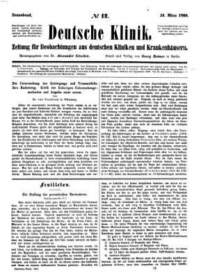 Deutsche Klinik Samstag 24. März 1860