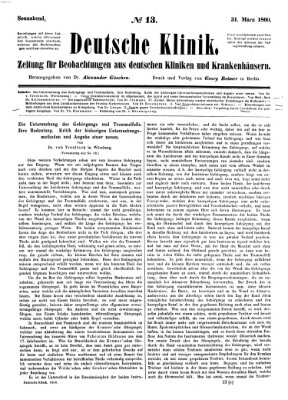 Deutsche Klinik Samstag 31. März 1860