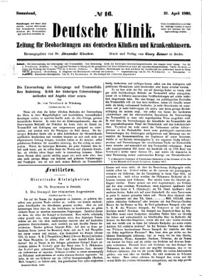 Deutsche Klinik Samstag 21. April 1860