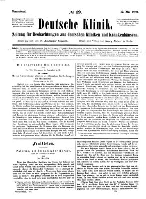 Deutsche Klinik Samstag 12. Mai 1860