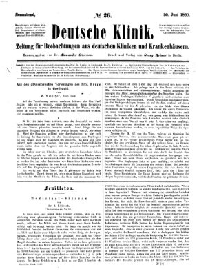 Deutsche Klinik Samstag 30. Juni 1860