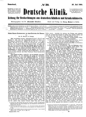 Deutsche Klinik Samstag 28. Juli 1860