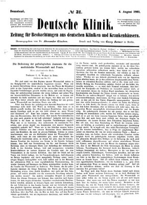 Deutsche Klinik Samstag 4. August 1860