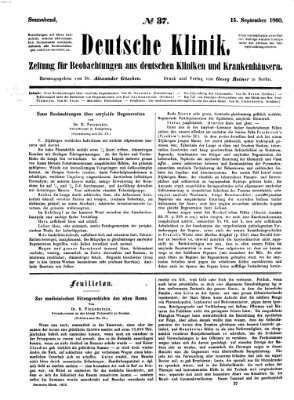 Deutsche Klinik Samstag 15. September 1860