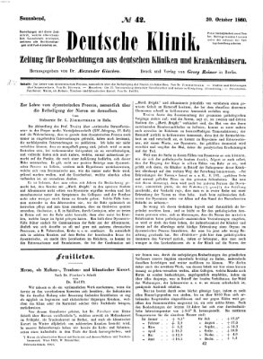 Deutsche Klinik Samstag 20. Oktober 1860