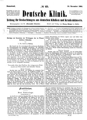 Deutsche Klinik Samstag 10. November 1860