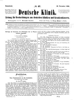 Deutsche Klinik Samstag 24. November 1860