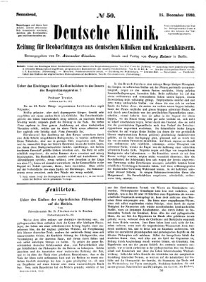 Deutsche Klinik Samstag 15. Dezember 1860