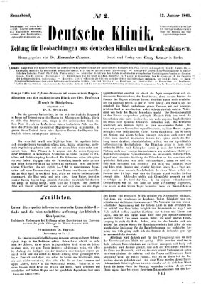 Deutsche Klinik Samstag 12. Januar 1861