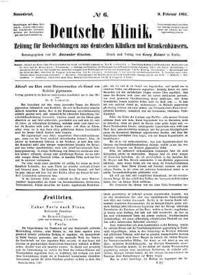 Deutsche Klinik Samstag 9. Februar 1861