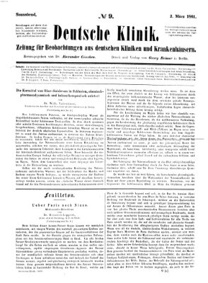 Deutsche Klinik Samstag 2. März 1861