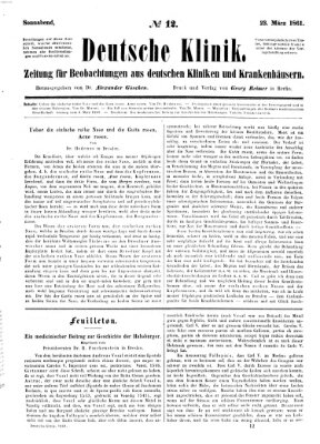 Deutsche Klinik Samstag 23. März 1861