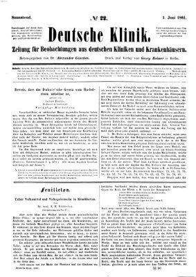 Deutsche Klinik Samstag 1. Juni 1861