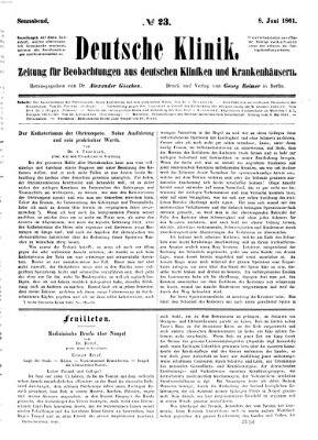 Deutsche Klinik Samstag 8. Juni 1861