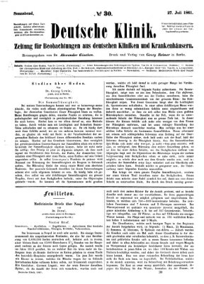 Deutsche Klinik Samstag 27. Juli 1861