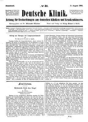 Deutsche Klinik Samstag 3. August 1861