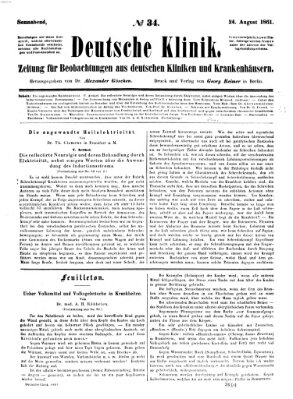 Deutsche Klinik Samstag 24. August 1861