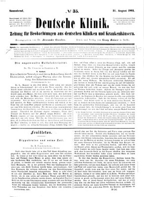 Deutsche Klinik Samstag 31. August 1861