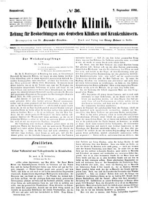 Deutsche Klinik Samstag 7. September 1861