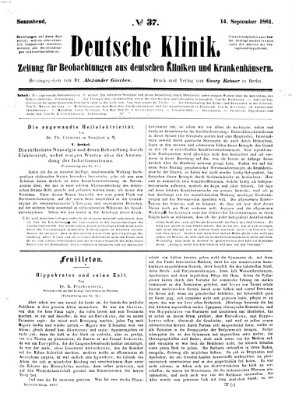 Deutsche Klinik Samstag 14. September 1861