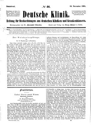 Deutsche Klinik Samstag 16. November 1861