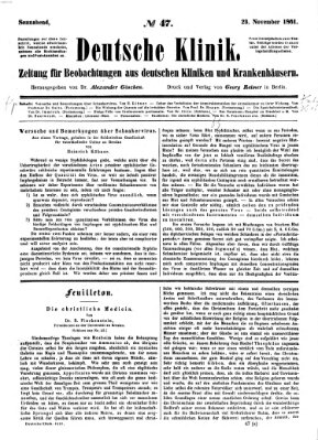 Deutsche Klinik Samstag 23. November 1861