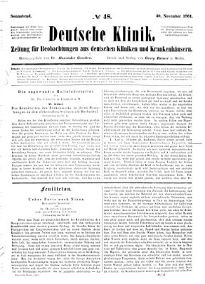 Deutsche Klinik Samstag 30. November 1861