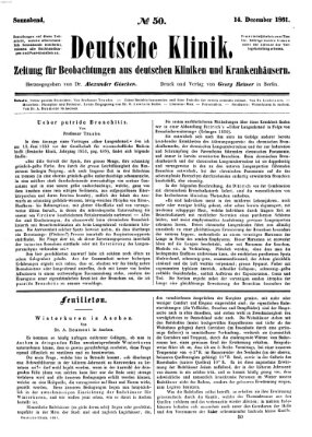 Deutsche Klinik Samstag 14. Dezember 1861