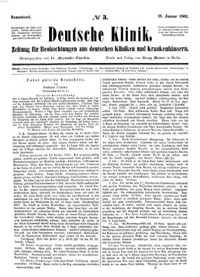 Deutsche Klinik Samstag 18. Januar 1862