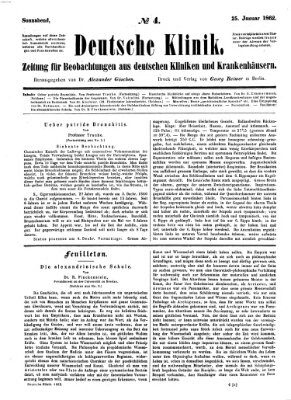 Deutsche Klinik Samstag 25. Januar 1862