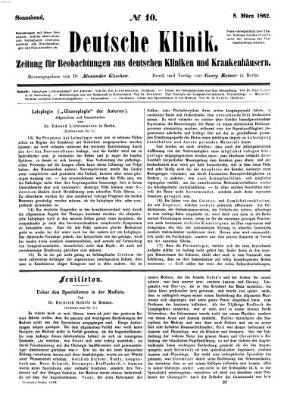 Deutsche Klinik Samstag 8. März 1862