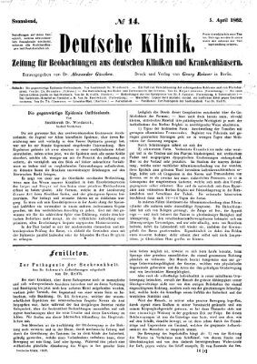 Deutsche Klinik Samstag 5. April 1862