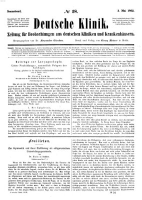 Deutsche Klinik Samstag 3. Mai 1862