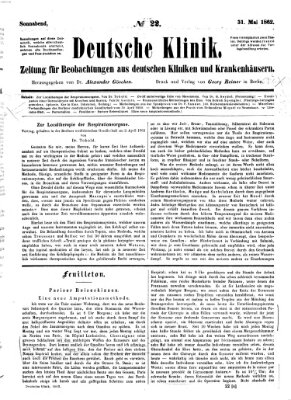 Deutsche Klinik Samstag 31. Mai 1862